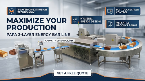 Son şirket haberleri PAPA Machinery Unveils Advanced Three-Layer Energy Bar Machine for High-Capacity Protein Bar Manufacturing